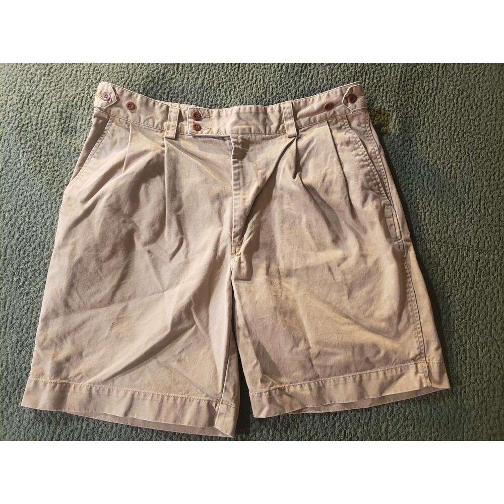 Vintage C.C. Filson Shorts Canvas Mens 36 Brit Khaki Tan Outdoor Safari Pleated